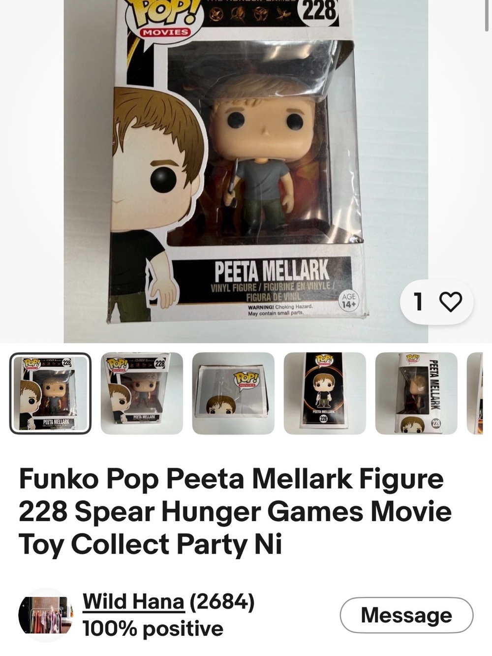 Funko Pop! Movies Peeta Mellark Vinyl Figure - Brown Hair, Green Outfit - Picture 8 of 9
